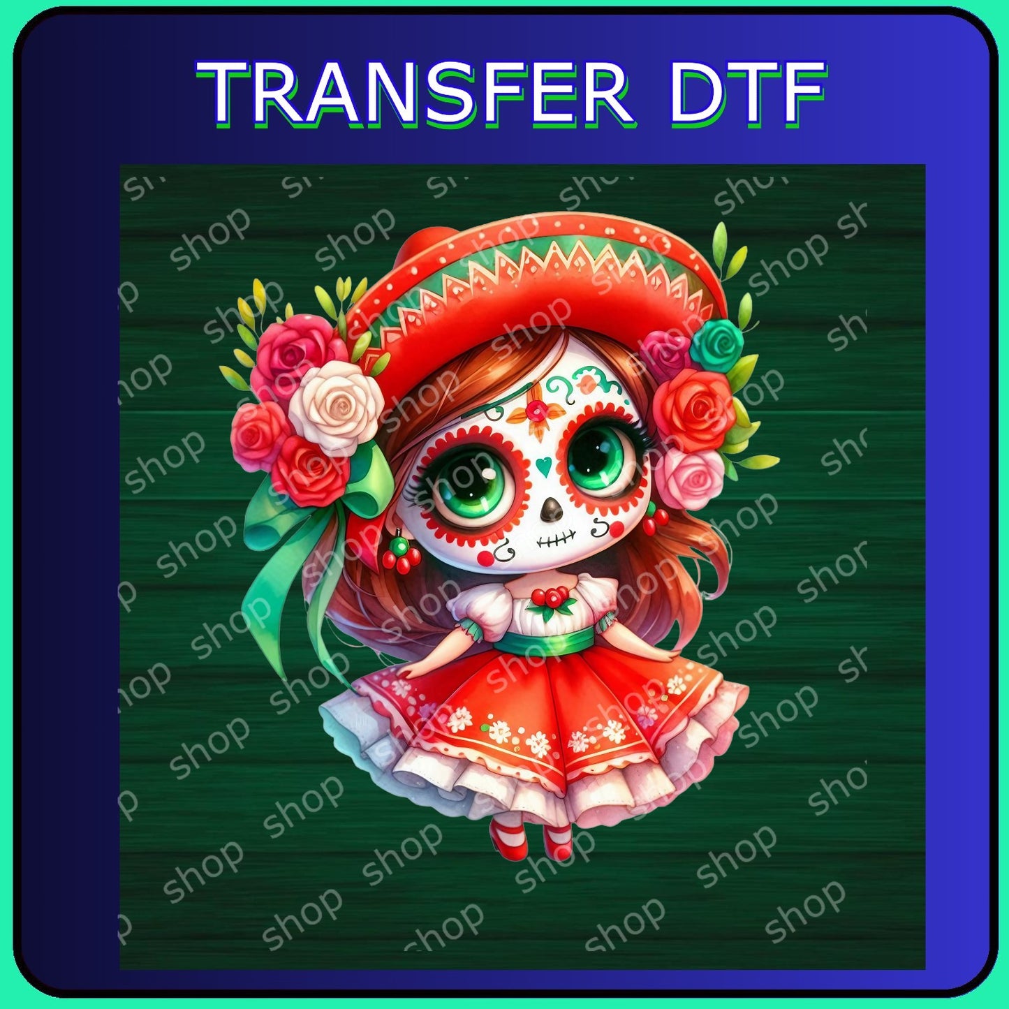 DTF Niña Catrina Vestido Rojo