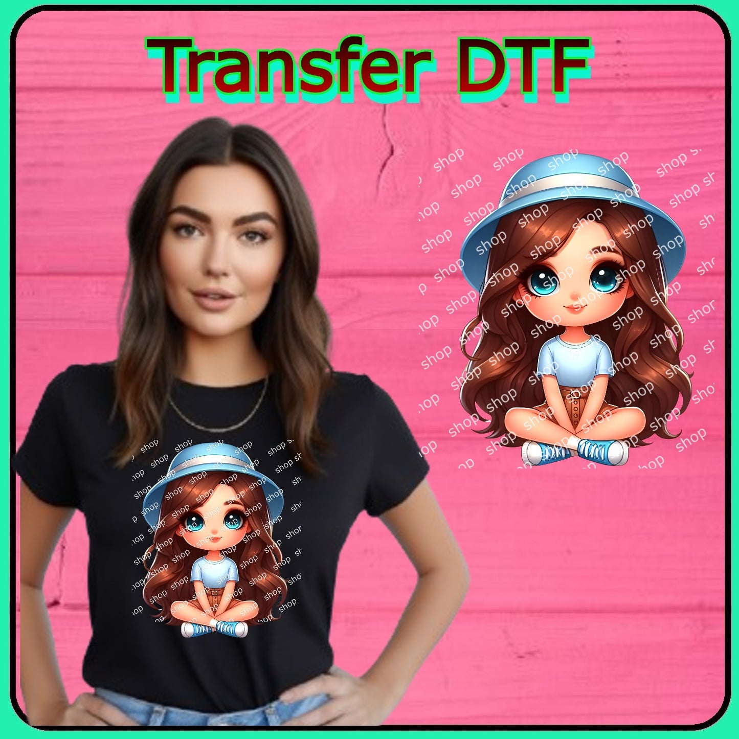 Chica con Sombrero Azul Sentada