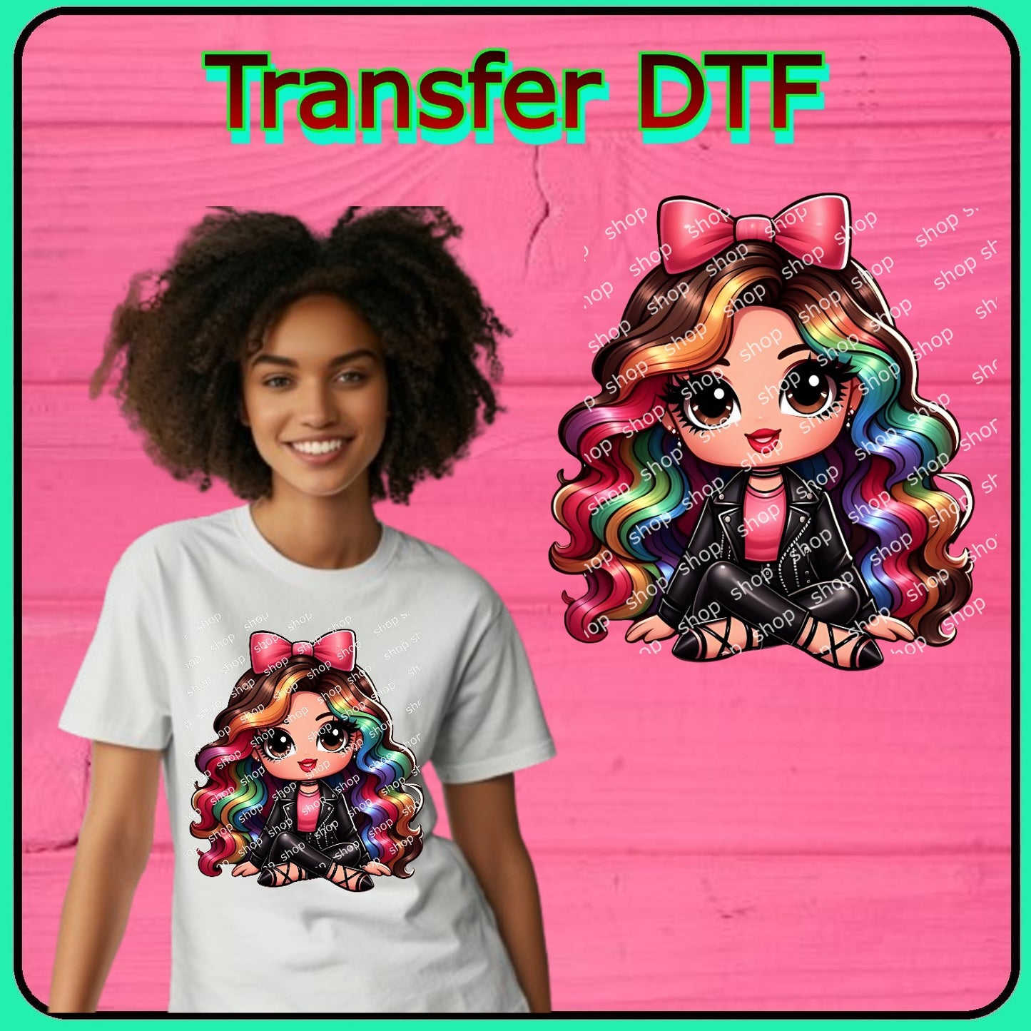 Chica con Moño Rosa