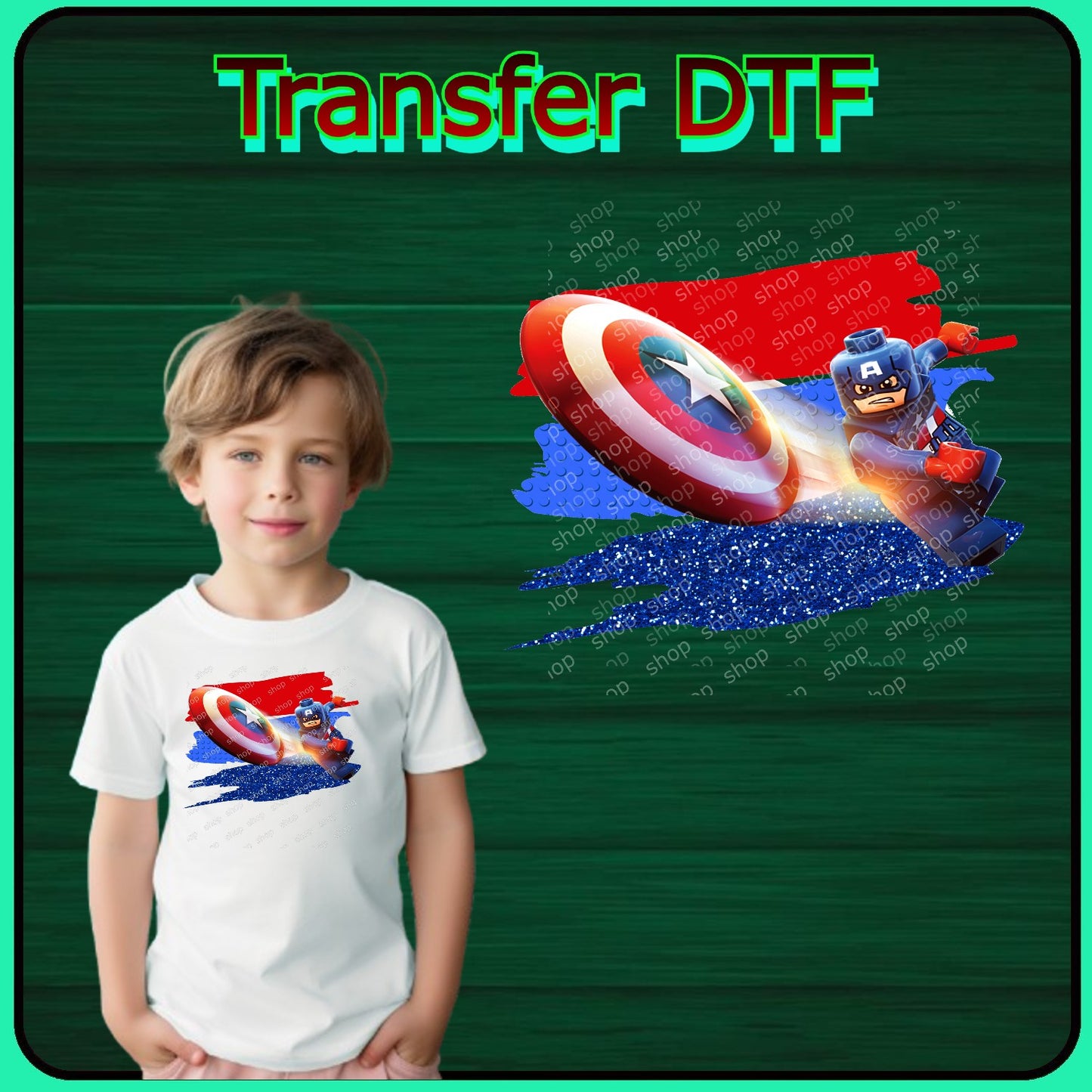 Transfer DTF “Superhéroe con Escudo Infantil”