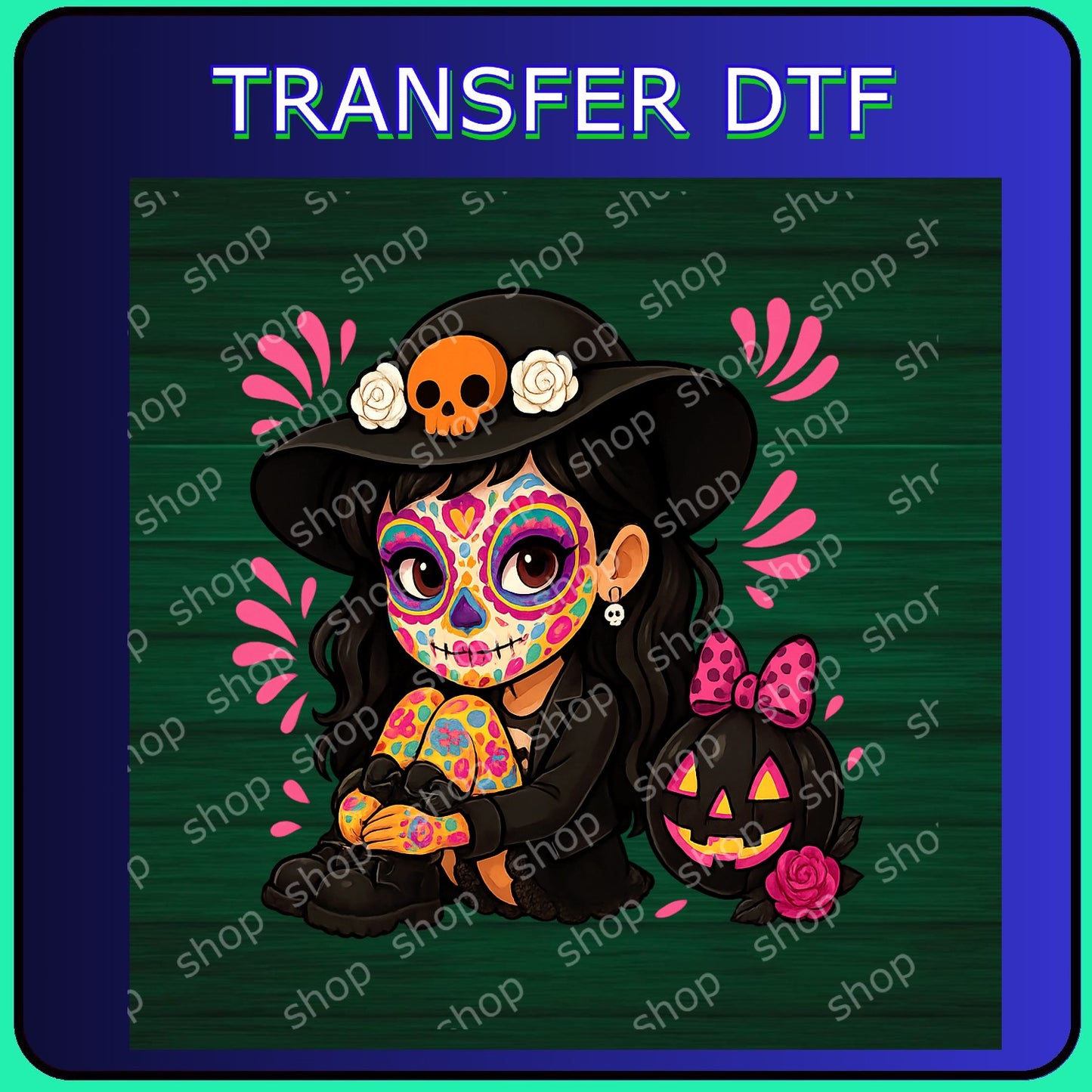 DTF Niña Catrina en Sombrero Negro y Calabaza 🎃✨