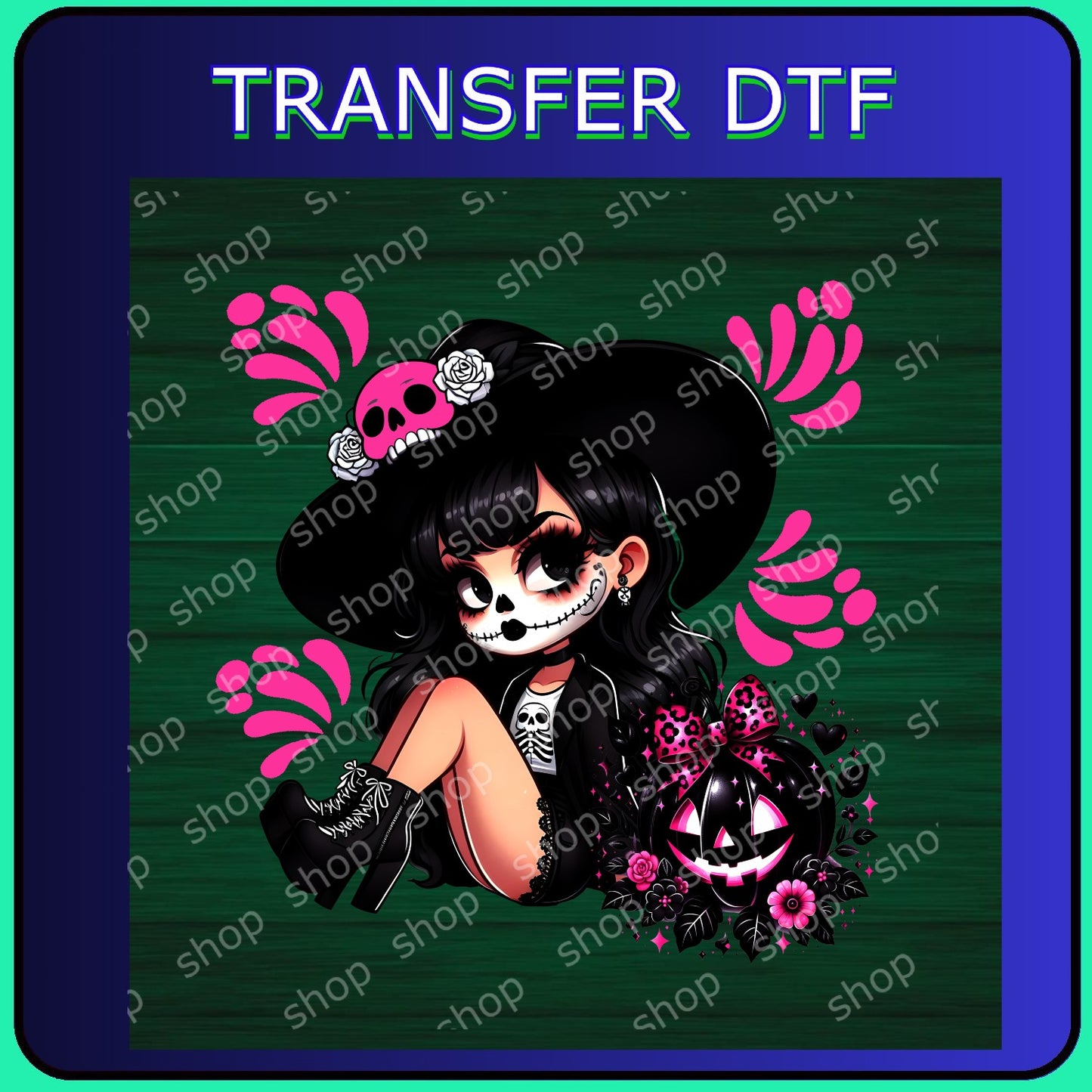 DTF Chica Catrina Gótica con Calabaza Rosa 🎃✨
