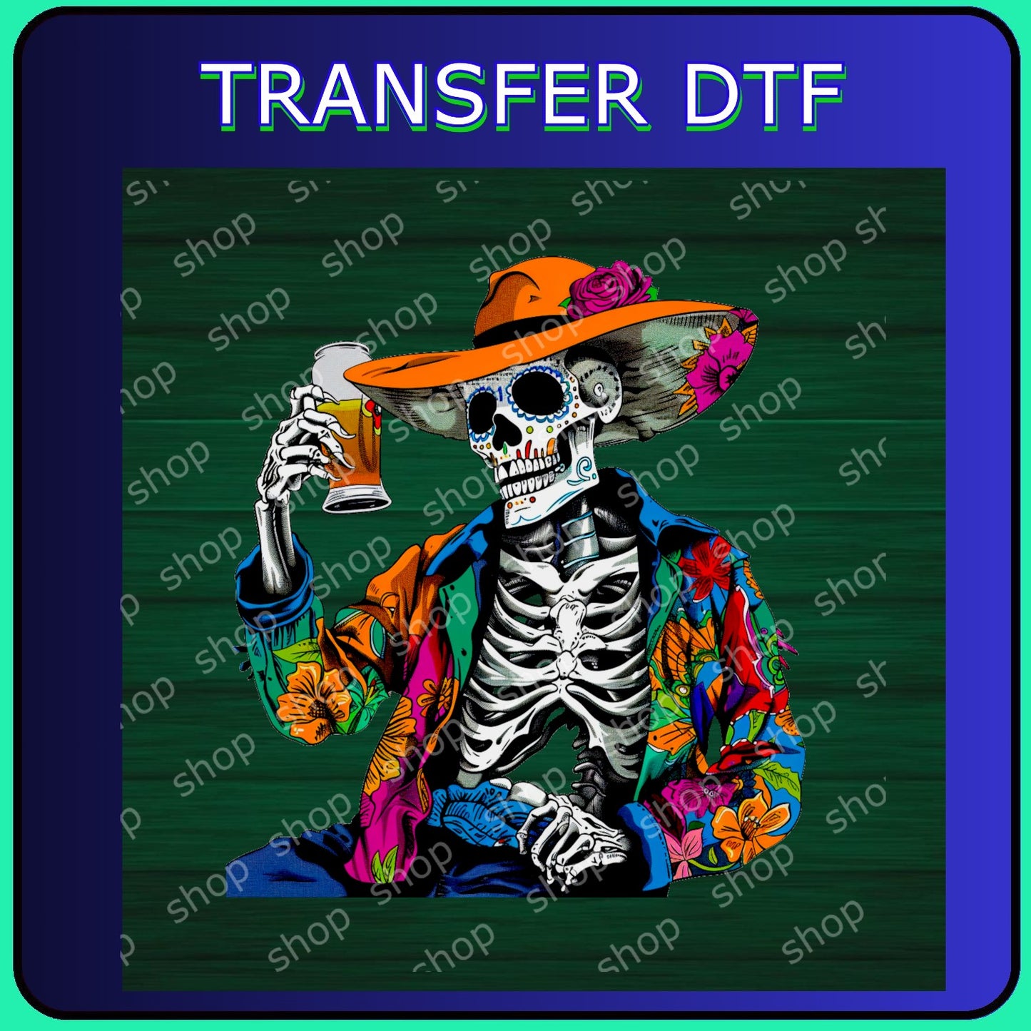 DTF Calavera Festiva con Sombrero