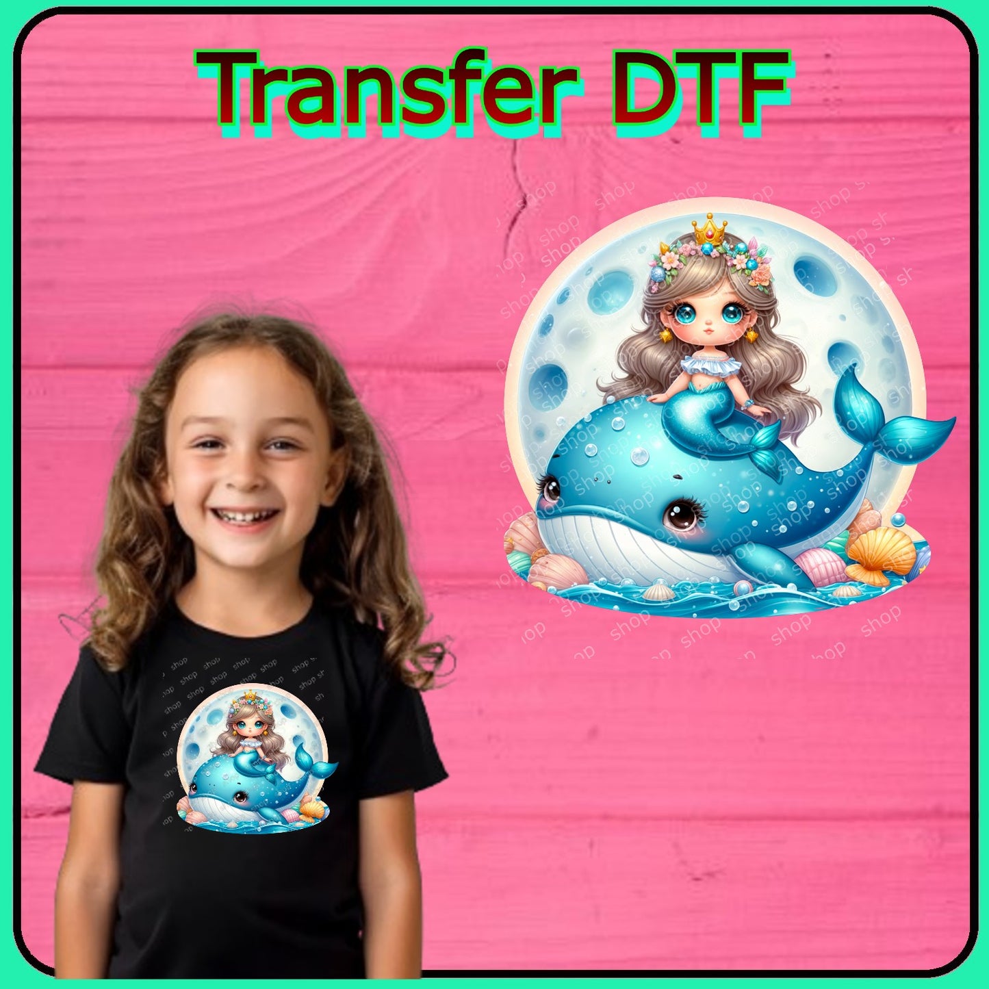 Sirenita con Ballena – Transfer DTF