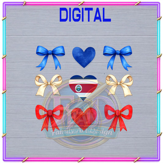 Costa Rica Bow & Heart PNG Bundle