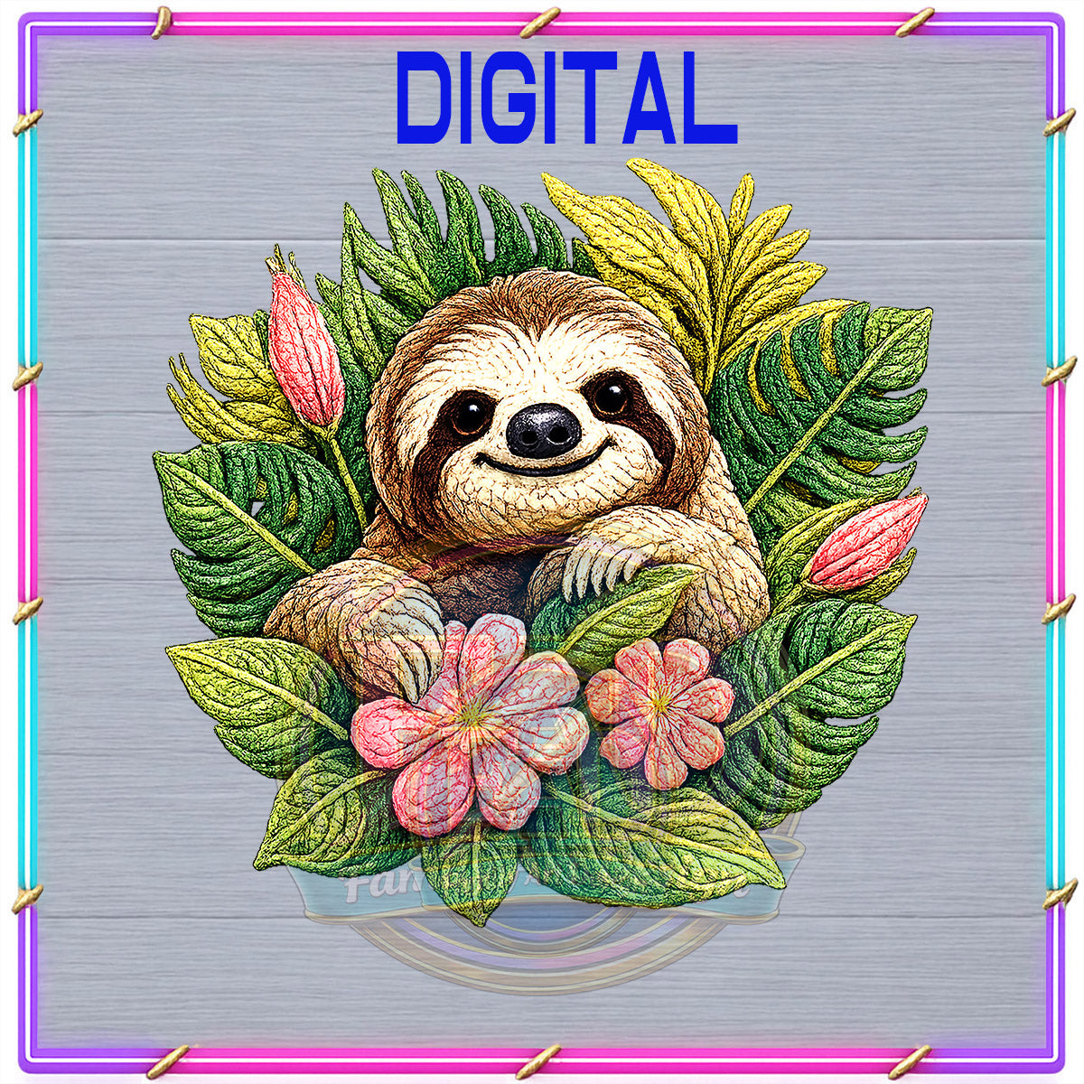 Cute Sloth PNG Digital Design | Tropical