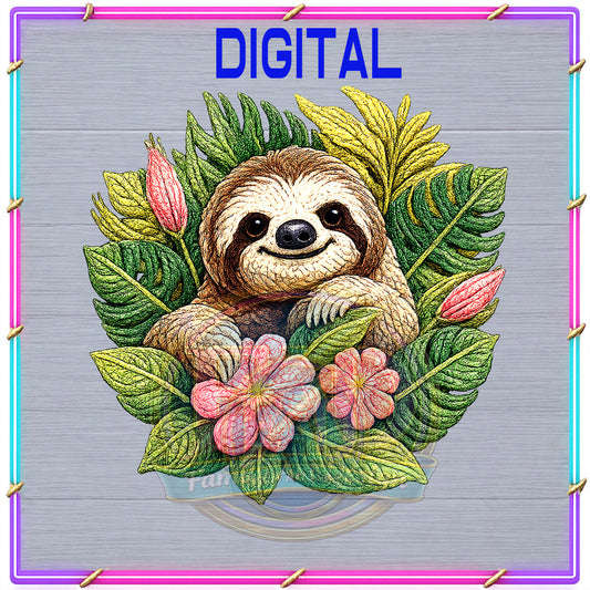 Cute Sloth PNG Digital Design | Tropical