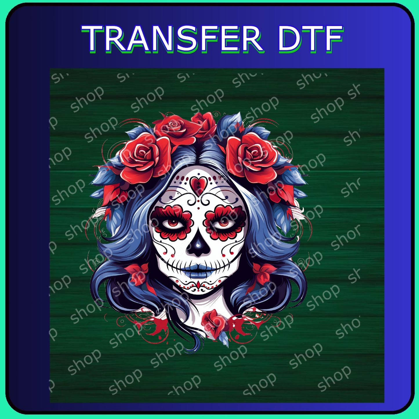 DTF Catrina con Flores Rojas