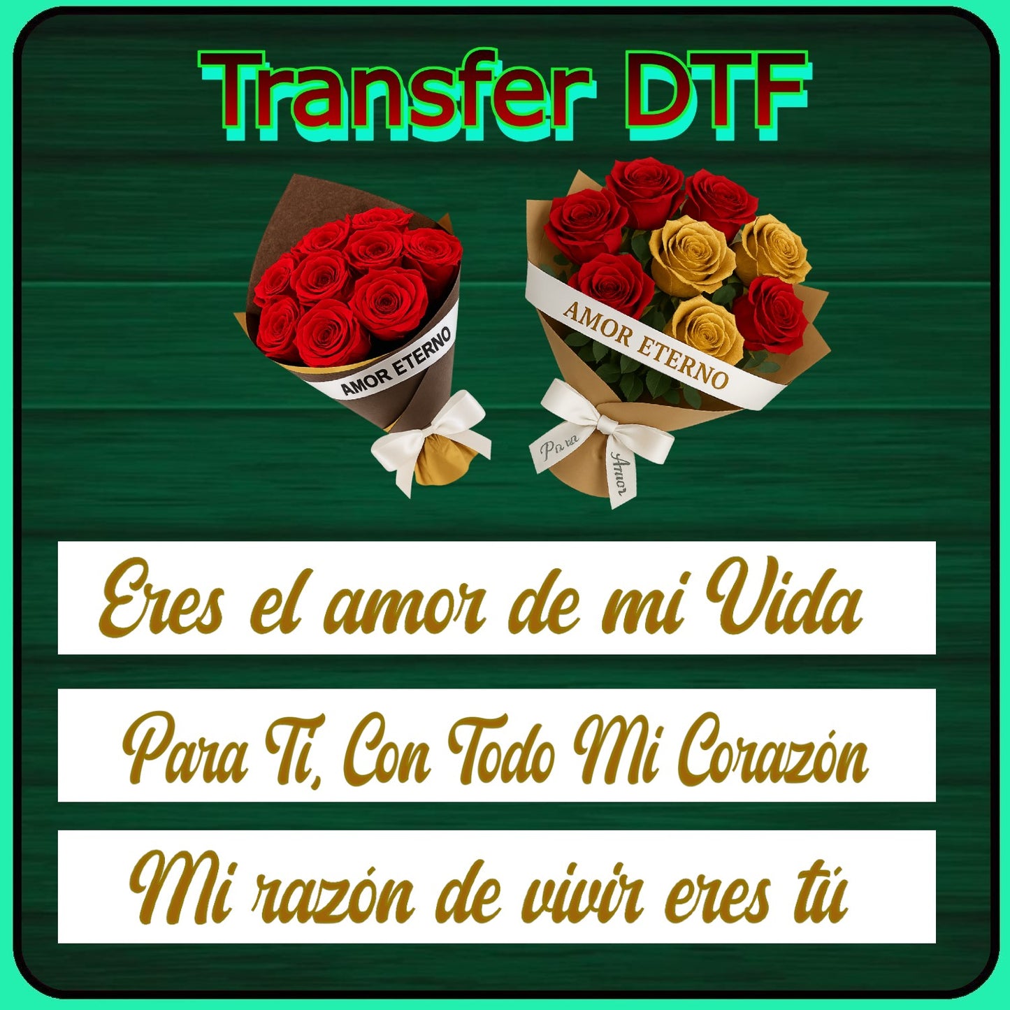 Transfer DTF – Frases de Amor (Pack de 3)