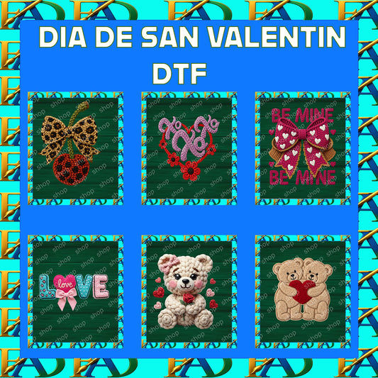 Bundle de 6  SAN VALENTIN DTF. 9X9 INCHES 01