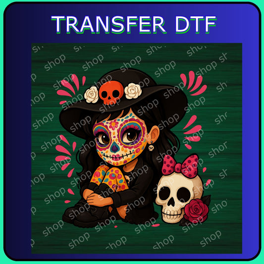 DTF Niña Catrina con Sombrero y Calavera 💀✨
