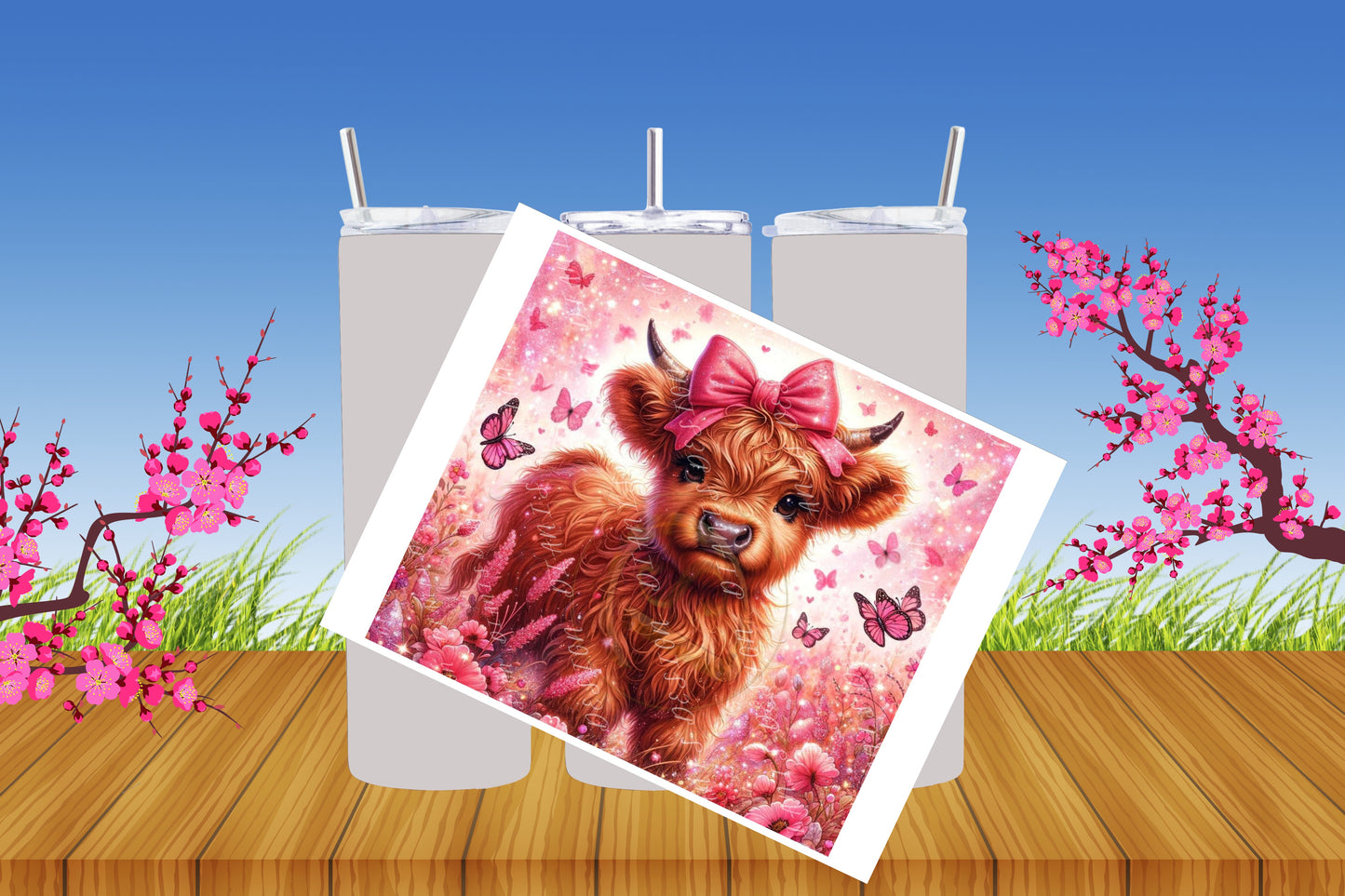 "Hoja de sublimación  Vaquita con flores